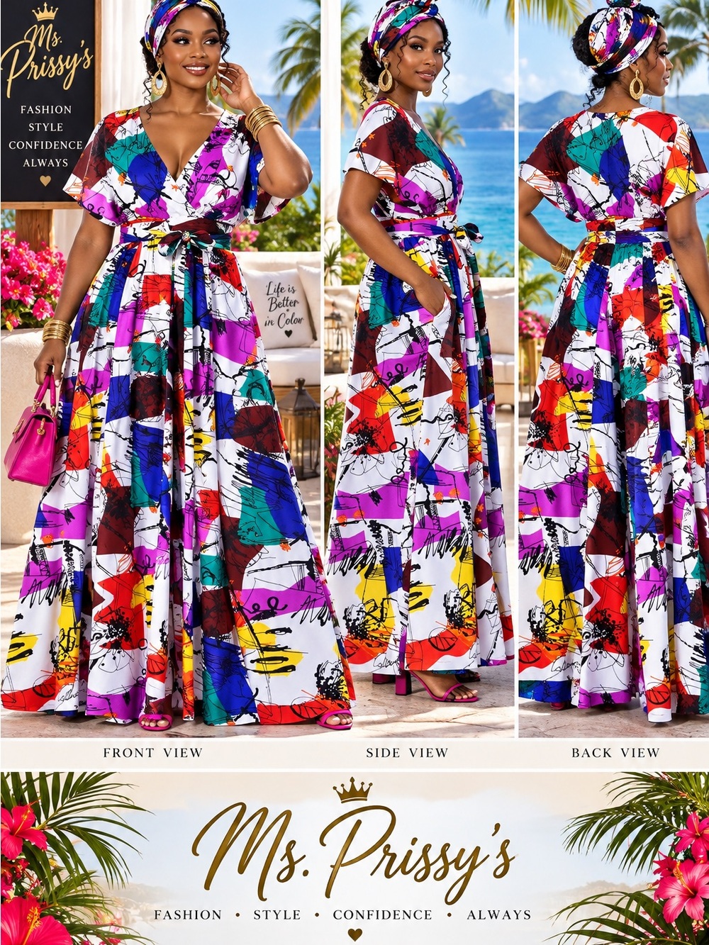 Multicolor Abstract Print Infinity Jumpsuit - Picture 1 of 4